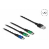 DeLOCK USB nabíjací kábel 3 in 1 Type-A na Micro-USB / 2 x USB Type-C 1 m