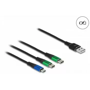 DeLOCK USB nabíjací kábel 3 in 1 Type-A na Micro-USB / 2 x USB Type-C 1 m