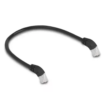 Sieťový kábel DeLOCK RJ45 Cat.6A S/FTP 45° zahnutý nadol 0,5 m čierny