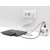 DeLOCK 11497 3-násobná zásuvková kocka s 1,5 m predlžovacím káblom, USB nabíjačka, detská poistka, biela