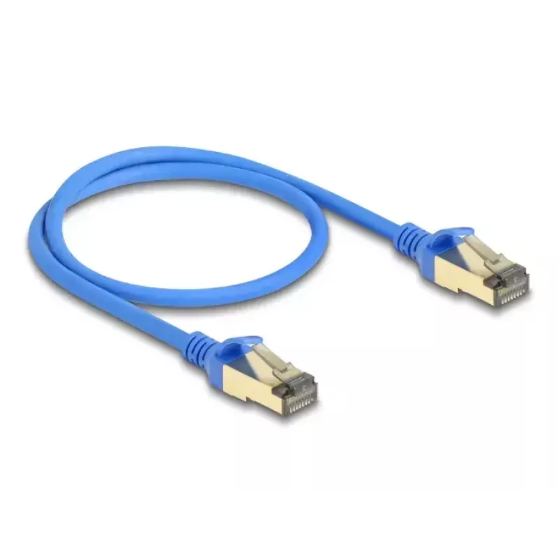 DeLOCK RJ45 sieťový kábel Cat.8.1 F/FTP tenký 0,5 m modrý