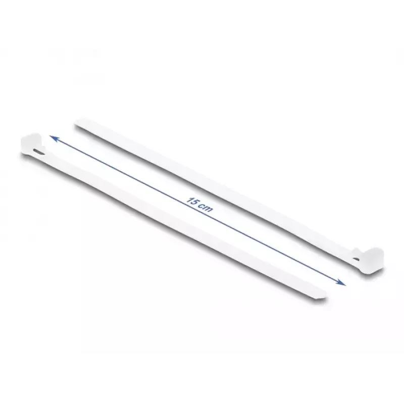 DeLOCK Opakovane použiteľné sťahovacie pásky, 150 x 7.2 mm, biele, 100 ks