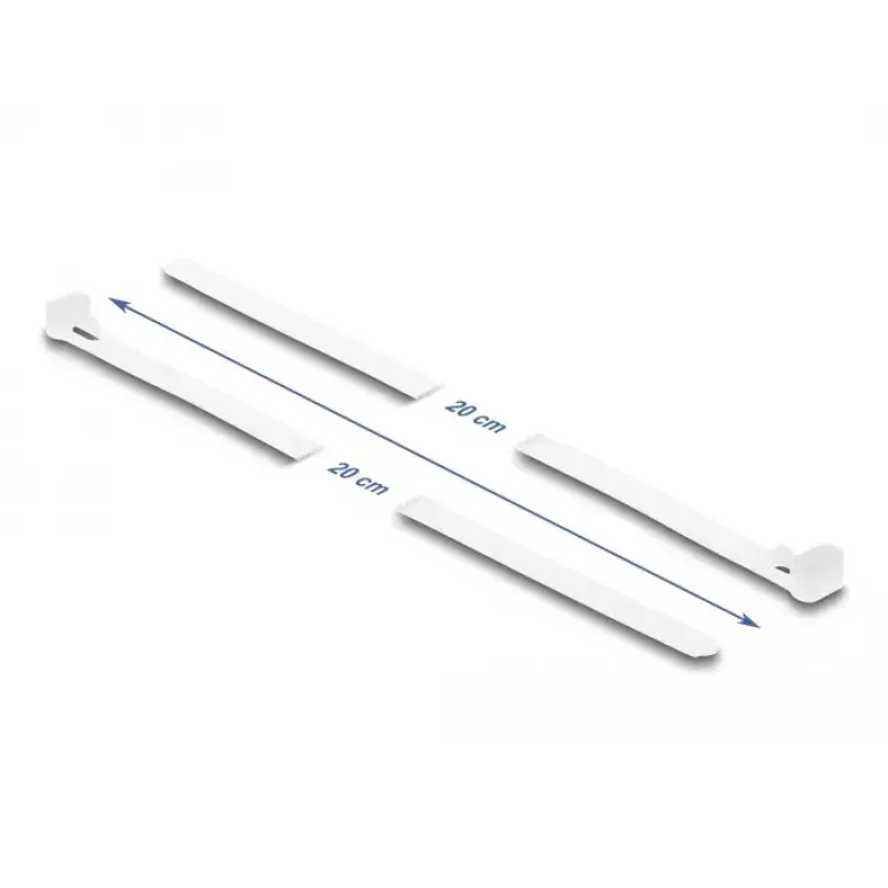 DeLOCK Opakovane použiteľné sťahovacie pásky, 200 x 7.2 mm, biele, 100 ks