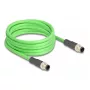 DeLOCK 80417 Priemyselný kábel M12 D-kódovaný 4-pinový konektor na konektor, PUR (TPU), 2 m, zelený