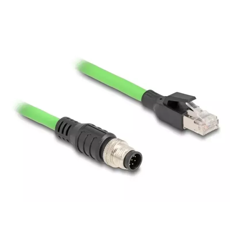 Sieťový kábel DeLOCK M12 kábel A-kódovaný 8 pin konektor samec na RJ45 konektor samec PUR (TPU) 5 m