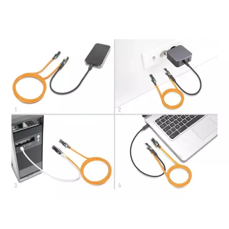 Sieťový kábel DeLOCK RJ45 USB Type-C 5 m Cat6A oranžový