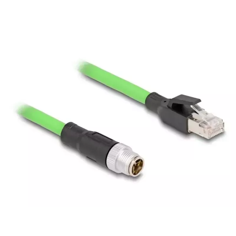 Sieťový kábel DeLOCK M12 kábel X-kódovaný 8-pinový konektor samec na RJ45 konektor samec PUR (TPU) 5 m