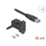 DeLOCK USB 5 Gbps Type-A panelová montáž konektor samica 45° zahnutý na Type-A konektor samec s 30 cm káblom čierna