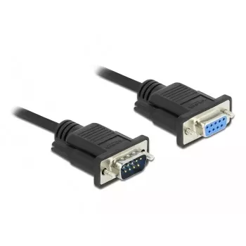 DeLOCK 86619 Sériový predlžovací kábel, DB-9 samec na DB-9 samicu, 4 m, čierny