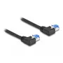 DeLOCK sieťový kábel RJ45 Cat.6A S/FTP ľavý uhol 1 m čierny