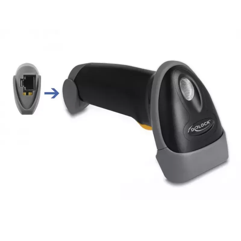 DeLOCK USB čítačka čiarových kódov 1D laser čierna ručná káblová 2m kábel