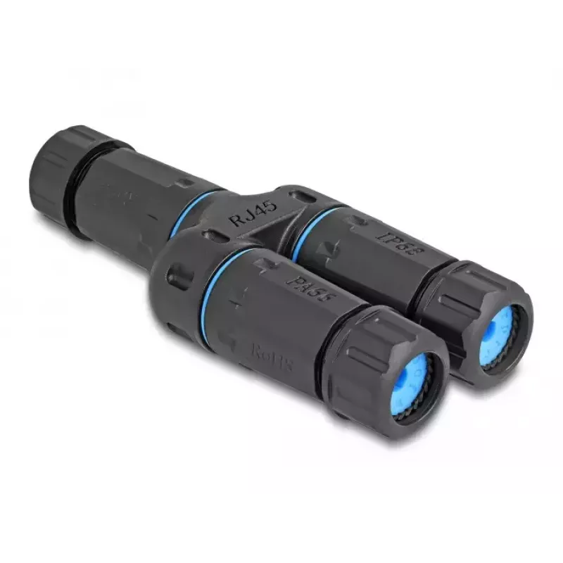 DeLOCK káblový konektor RJ45 samica na 2 x RJ45 samica Cat.6A vodotesný