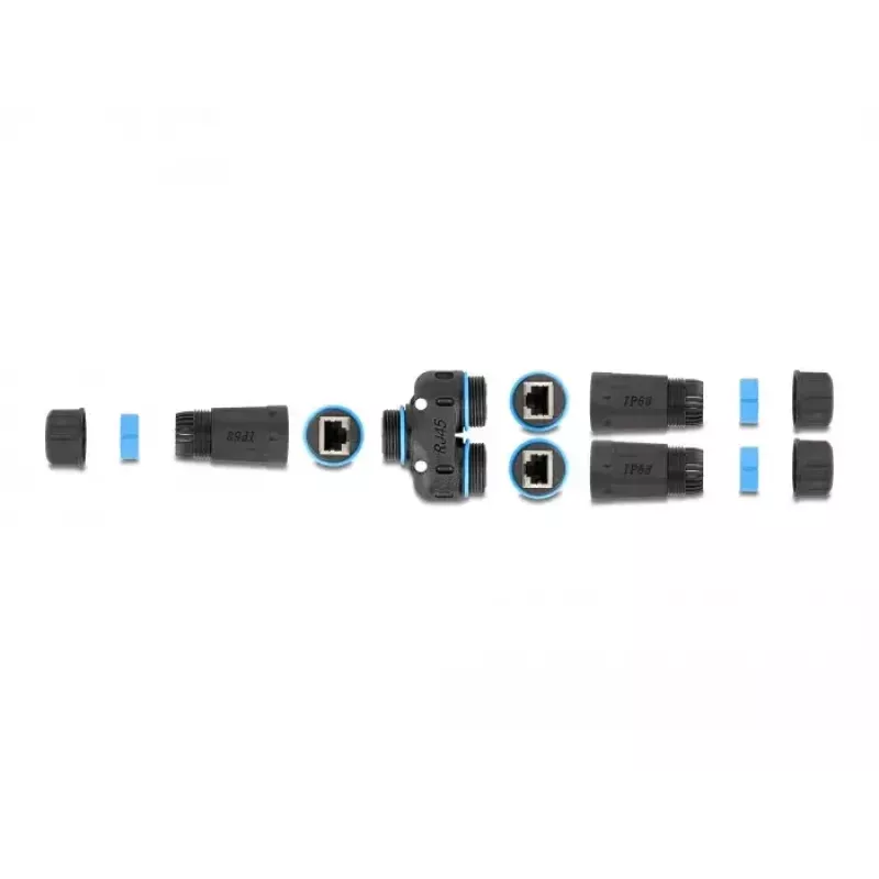 DeLOCK káblový konektor RJ45 samica na 2 x RJ45 samica Cat.6A vodotesný