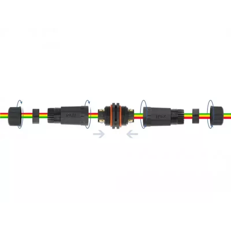Elektrická káblová spojka DELOCK 86913 rovná 85–260V čierna 25×114 mm