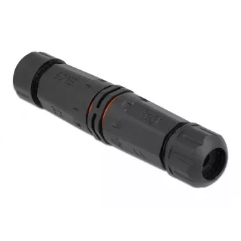 Elektrická káblová spojka DELOCK 86913 rovná 85–260V čierna 25×114 mm