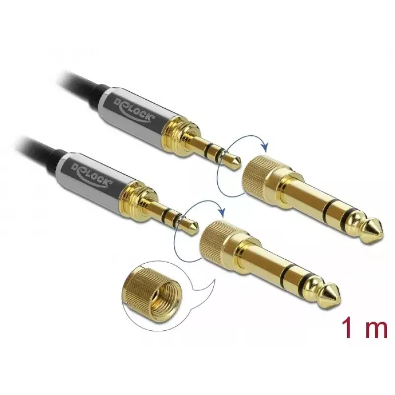 Audio kábel DeLOCK 85785 1 m 3,5 mm čierny sivý