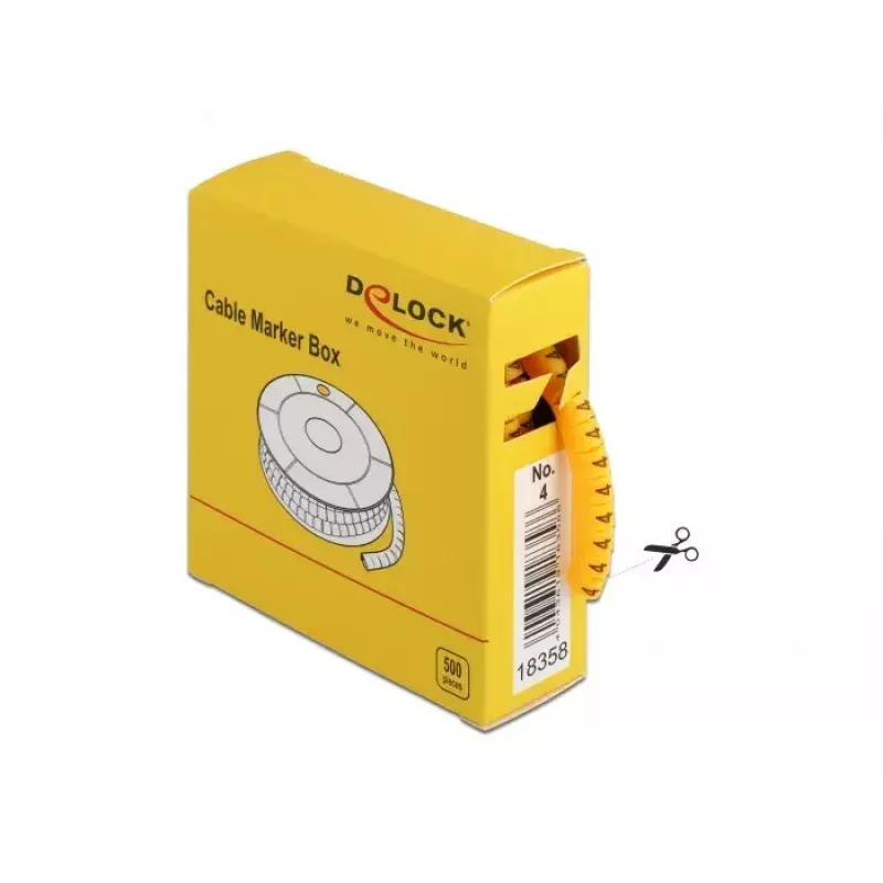 Box na označovanie káblov DeLOCK č. 4 žltý 500 ks