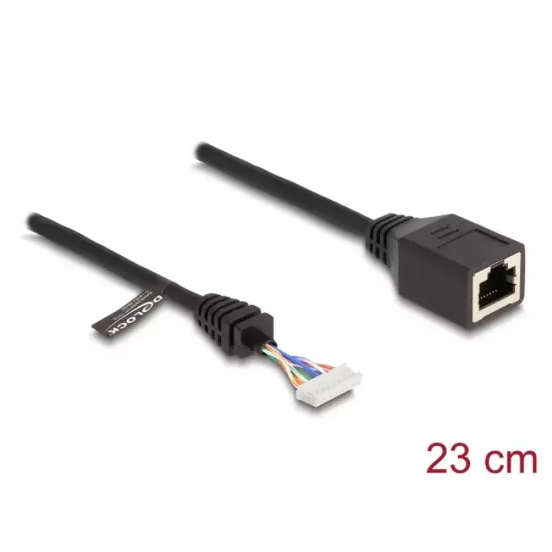 Sieťový kábel DeLOCK 88006 RJ45 konektor samica na kolíkový rad konektor samica Cat5e 0,23m čierny