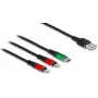 DeLOCK USB nabíjací kábel 3-in-1 Type-A na 2 × Lightning USB Type-C 1 m