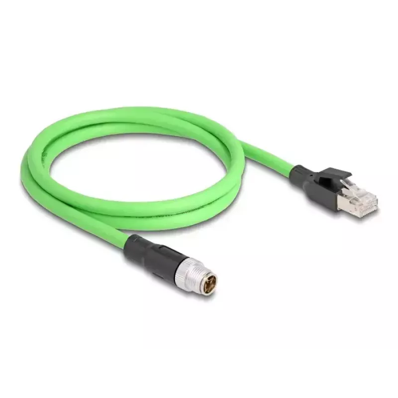 Sieťový kábel DeLOCK M12 kábel X-kódovaný 8-pólový konektor samec na RJ45 konektor samec PUR TPU 2m