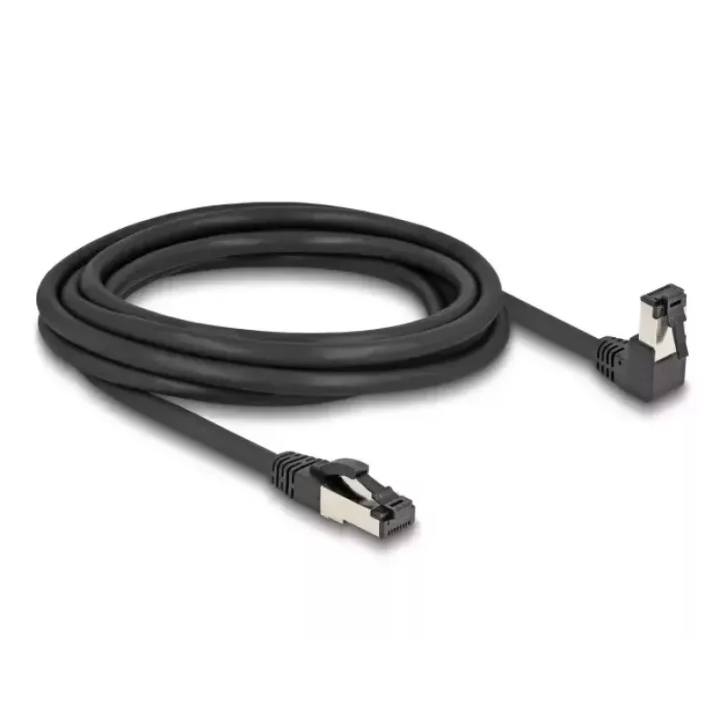 Sieťový kábel DeLOCK RJ45 Cat.8.1 90° zahnutý / rovný 3 m čierny