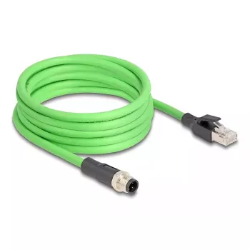 Sieťový kábel DeLOCK M12 kábel D-kódovaný 4-pólový konektor samec na RJ45 konektor samec PUR (TPU) 2 m