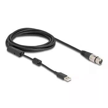DeLOCK audiokábel 3 m XLR 3-polový USB Type-A čierny strieborný 84178