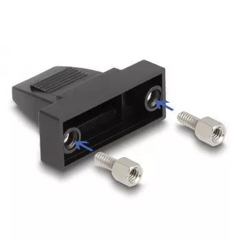 Priechodka kábla DELOCK D-Sub puzdro 9-polové pre plochý kábel, plast, čierna, 25×32×14 mm