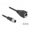 Sieťový kábel DeLOCK M12 kábel A-kódovaný 8-polový konektor samec na konektor samica RJ45 Cat5e 0,5 m čierny