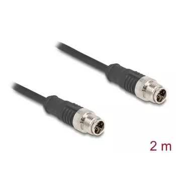 Sieťový kábel DeLOCK M12 kábel X-kódovaný 8-polový konektor samec na konektor samec Cat5e 2 m čierny