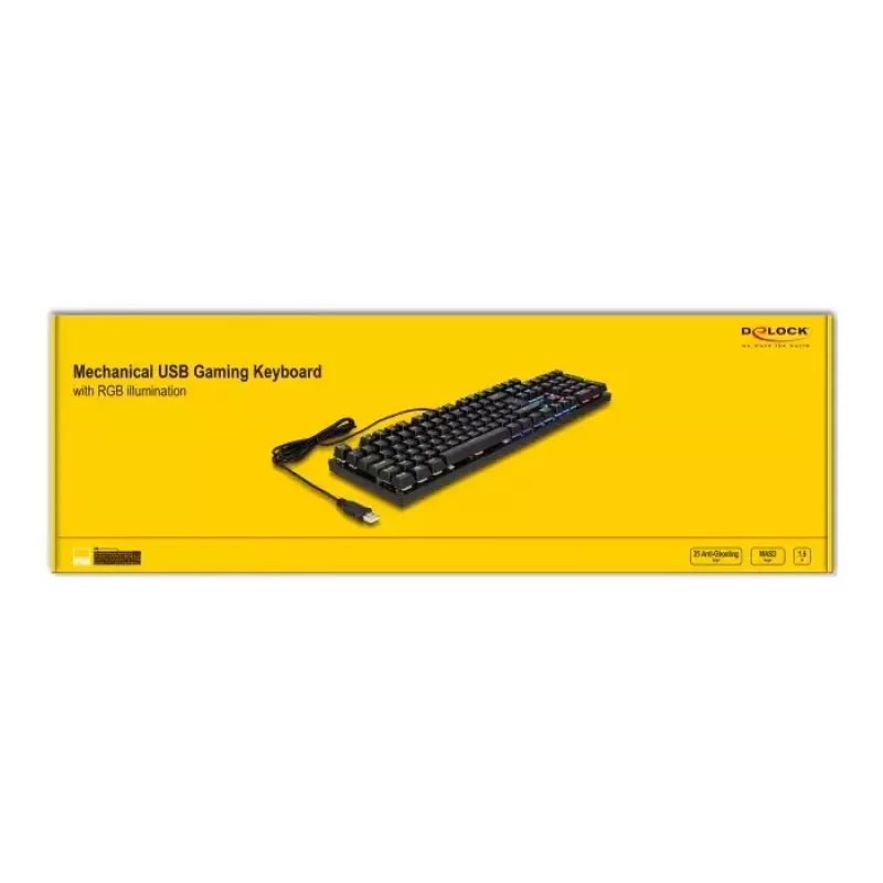 DeLOCK 12115 herná klávesnica USB QWERTZ nemecká čierna mechanická RGB