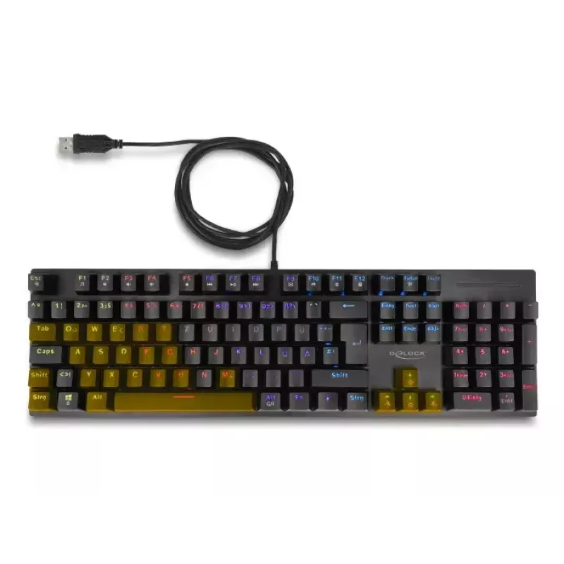 DeLOCK 12115 herná klávesnica USB QWERTZ nemecká čierna mechanická RGB