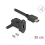 DeLOCK HDMI panelová zásuvka 45° zahnutá na HDMI samec 30 cm kábel 8K 60 Hz čierny