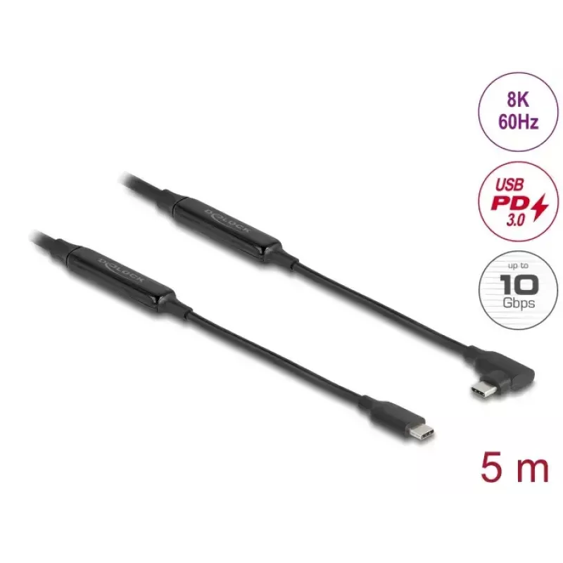 USB kábel DeLOCK 81196 5 m USB-C čierny 10 Gbit/s