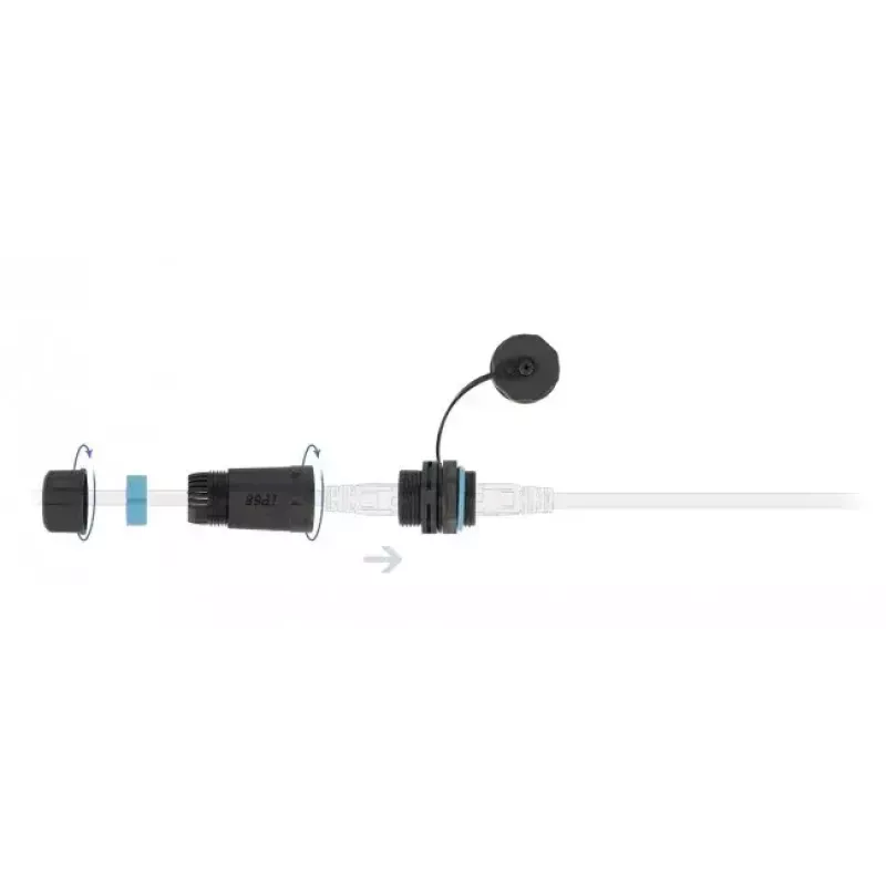 DeLOCK 86701 Vodotesná spojka RJ45 samica na samicu Cat.6A s krytkou, čierna