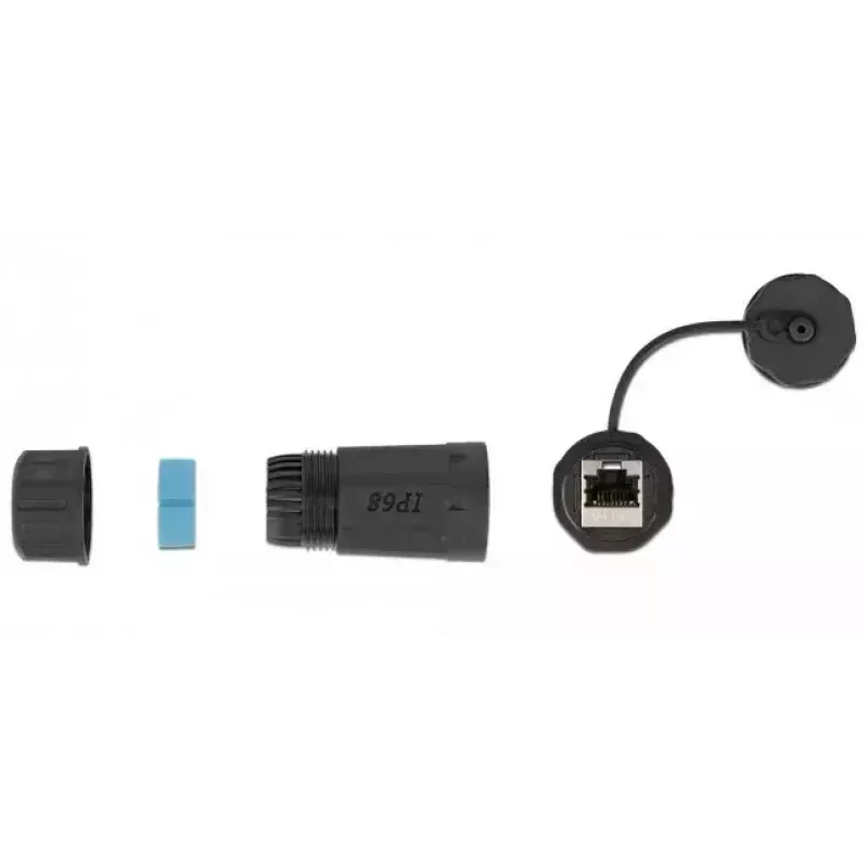 DeLOCK 86701 Vodotesná spojka RJ45 samica na samicu Cat.6A s krytkou, čierna