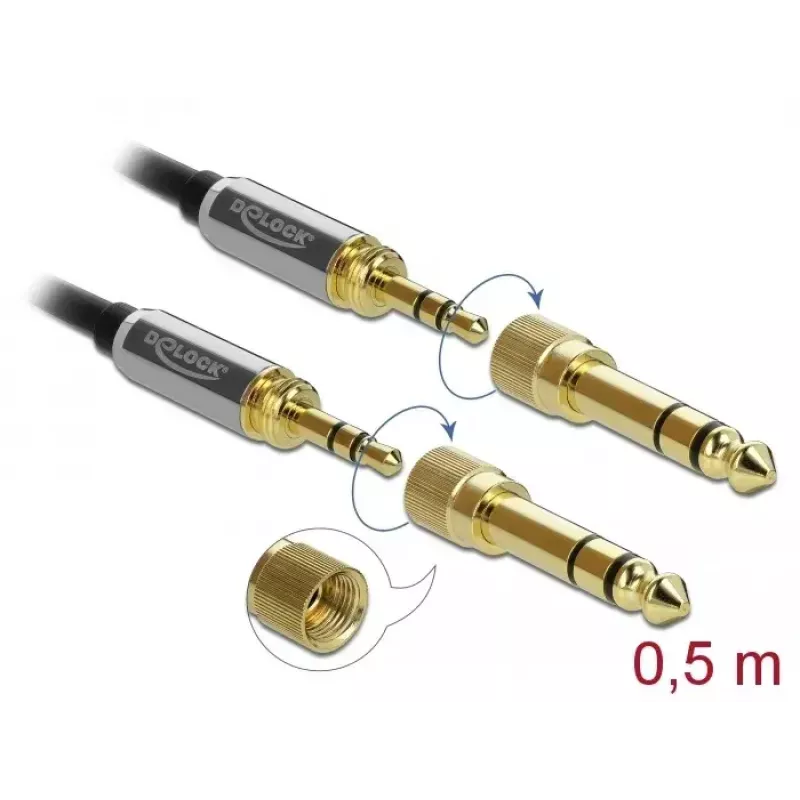 Audio kábel DeLOCK 85784 0,5 m 3,5 mm čierny sivý