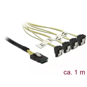 Interný napájací kábel DeLOCK 85687, 1 m, Mini SAS SFF-8087 na 4 SATA