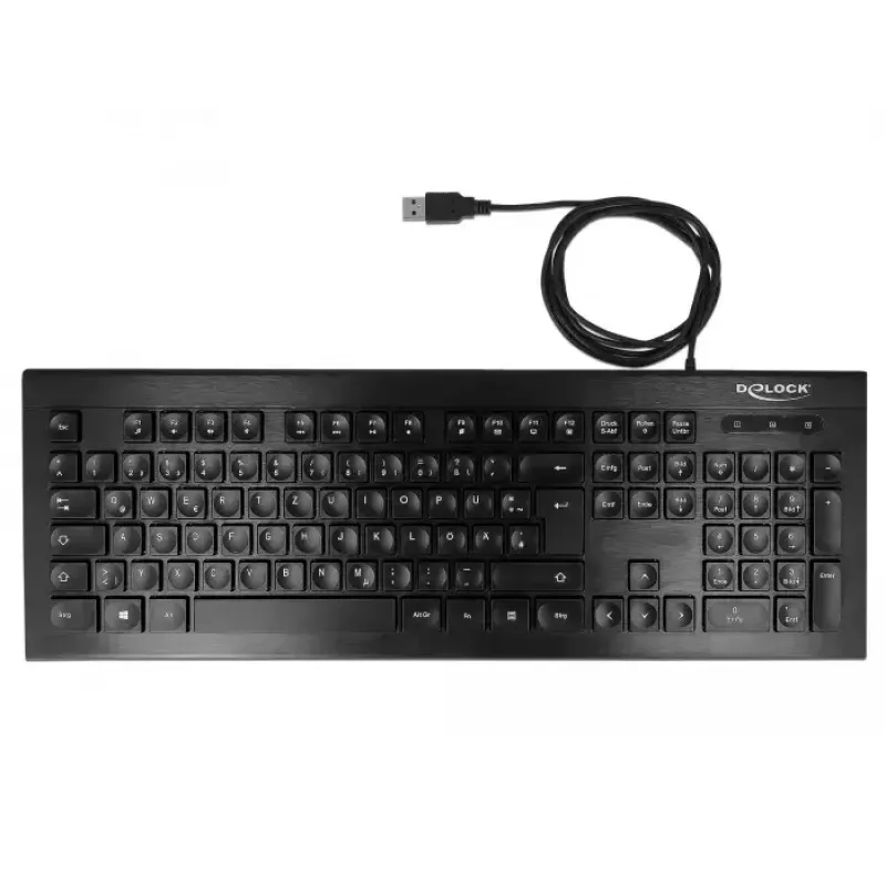 DeLOCK 12672 klávesnica Office USB QWERTZ nemecká čierna