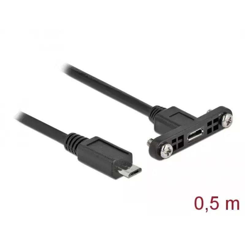 DeLOCK kábel USB 2.0 Micro-B konektor samica panelová montáž na USB 2.0 Micro-B konektor samec 0,5 m