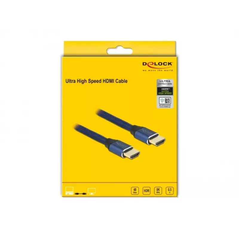 HDMI kábel DeLOCK Ultra High Speed 48 Gbit/s 8K 60 Hz 0,5 m