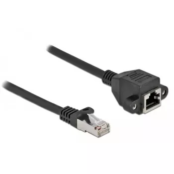 Sieťový predlžovací kábel DeLOCK S/FTP RJ45 konektor samec na RJ45 konektor samica Cat.6A 1 m čierny 87001