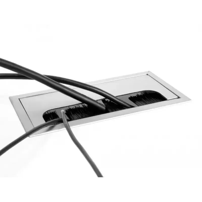 Priechodka na káble do stola DELOCK 66863, strieborná, 80×300×28 mm, 1 ks