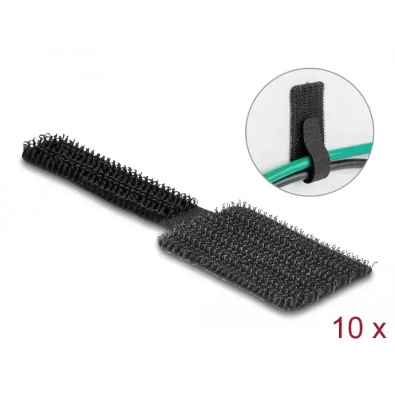 DeLOCK mini suchý zips držiak na káble 90 mm x 24 mm samolepiaci 10 ks čierny