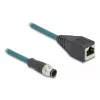 DeLOCK M12 adaptérový kábel A-kódovaný 8-pin konektor samec na RJ45 konektor samica 50 cm