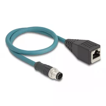 DeLOCK M12 adaptérový kábel A-kódovaný 8-pin konektor samec na RJ45 konektor samica 50 cm