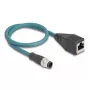 DeLOCK M12 adaptérový kábel A-kódovaný 8-pin konektor samec na RJ45 konektor samica 50 cm