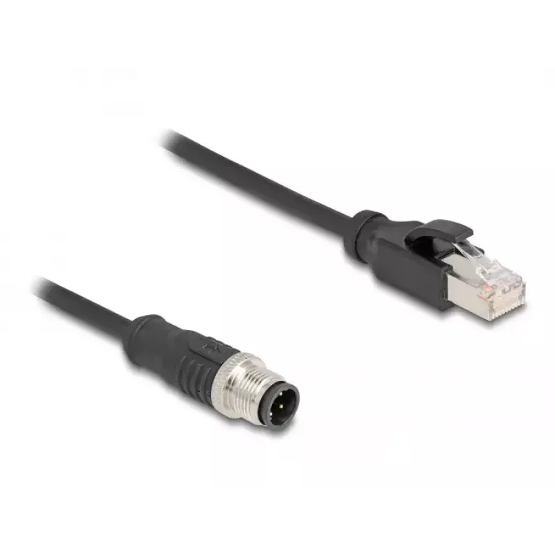 DeLOCK M12 adaptérový kábel D-kódovaný 4-pin konektor samec na RJ45 konektor samec 50 cm