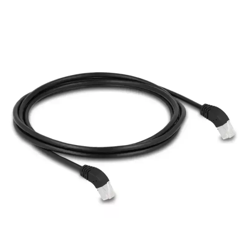 DeLOCK RJ45 sieťový kábel Cat.6A 45° zahnutý nadol 2 m čierny