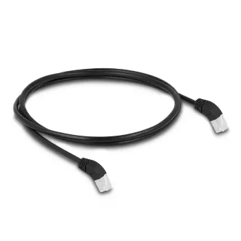 DeLOCK RJ45 sieťový kábel Cat.6A S/FTP 45° zahnutý nahor 1 m čierny